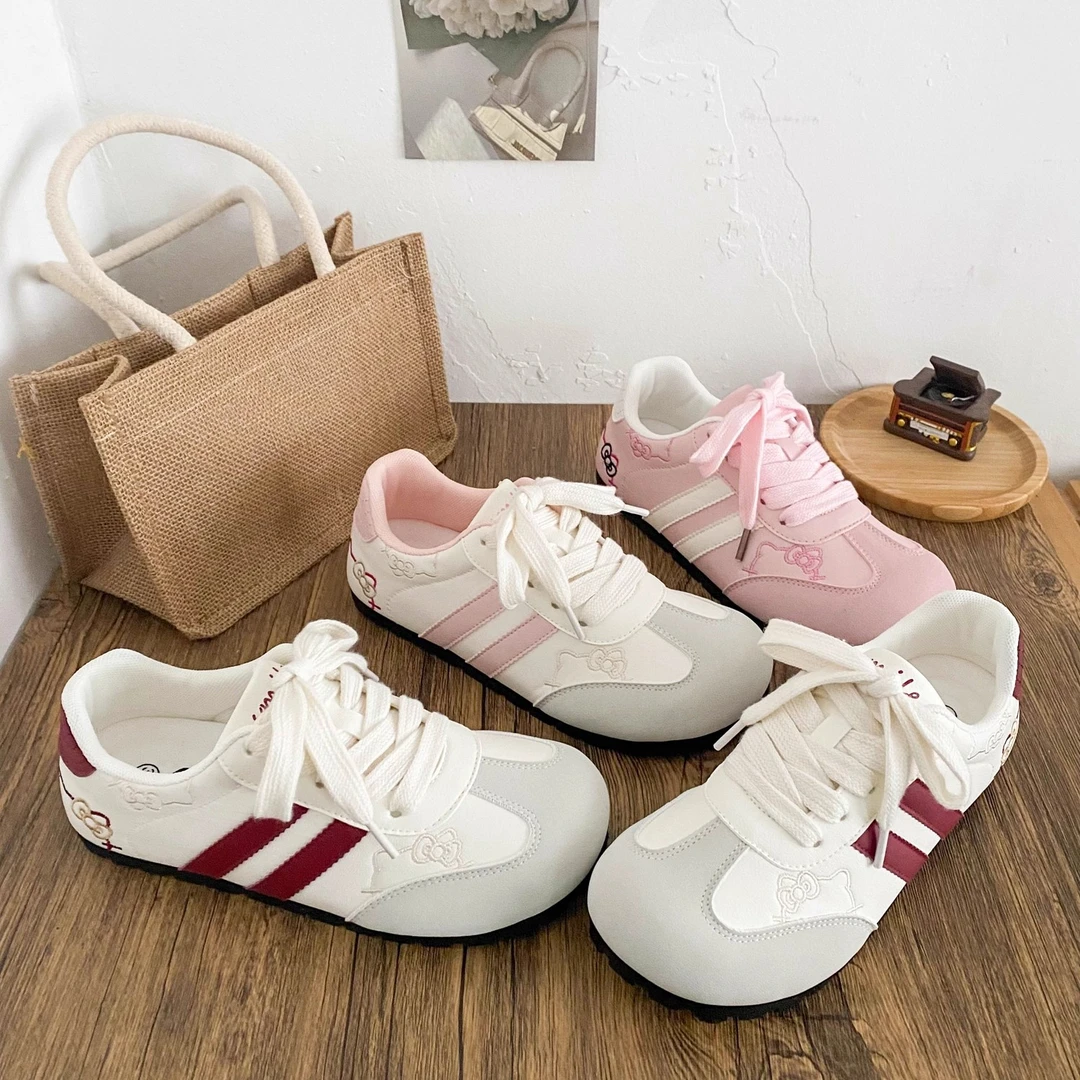 童鞋粉色德训鞋女童2025秋季新款原创小众百搭休闲高颜值泡芙板鞋