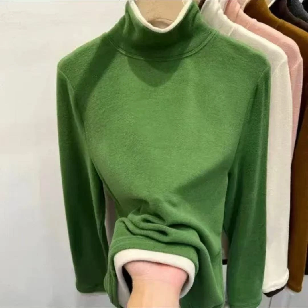 T恤长袖高领拼色保暖修身显瘦内搭网红时尚秋冬女士打底衫半高领