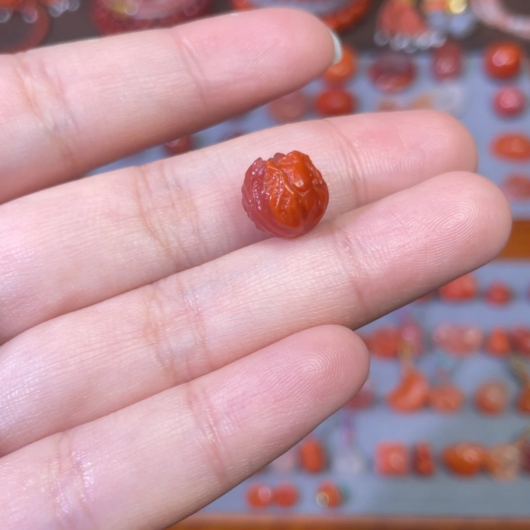 南红玛瑙未镶嵌俏色白菜百财卡10.5