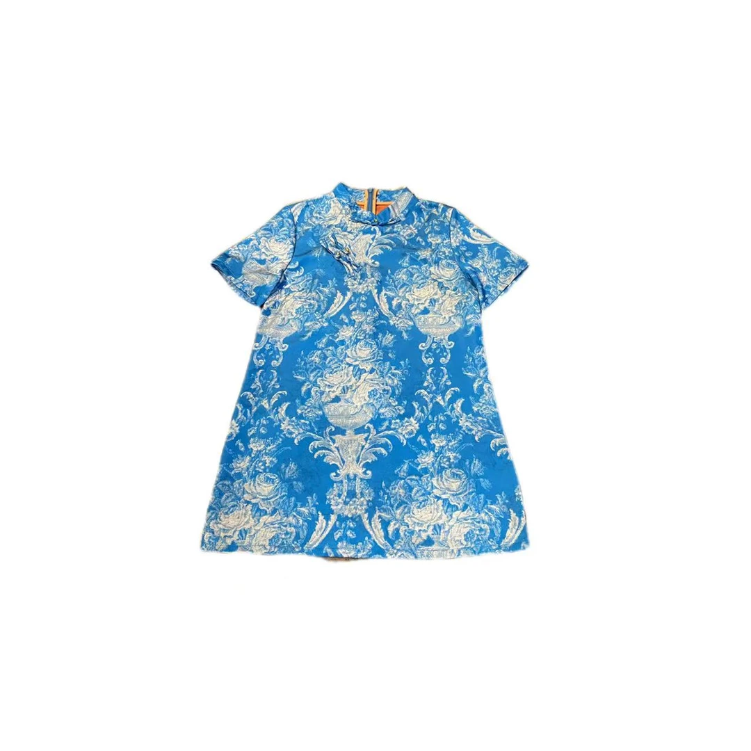 【优搭严选】时尚百搭设计款气质休闲国潮花朵气质旗袍5070