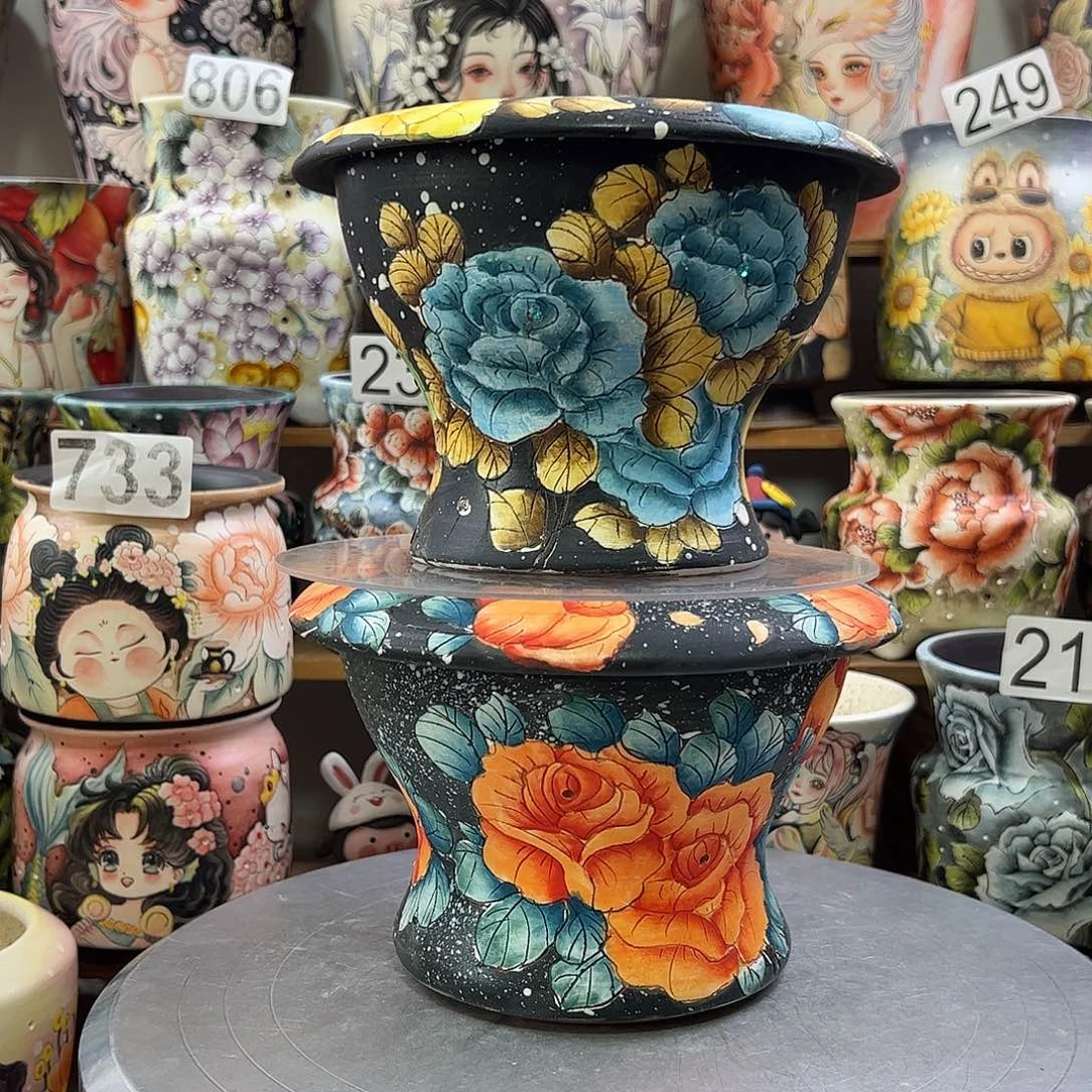 M***y景德镇炫彩手绘景德镇陶瓷花盆