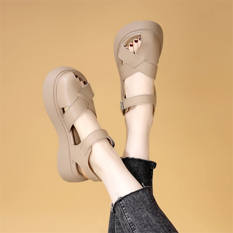 厚底凉鞋女夏季2025年新款时尚百搭露趾凉爽透气防滑罗马配裙子