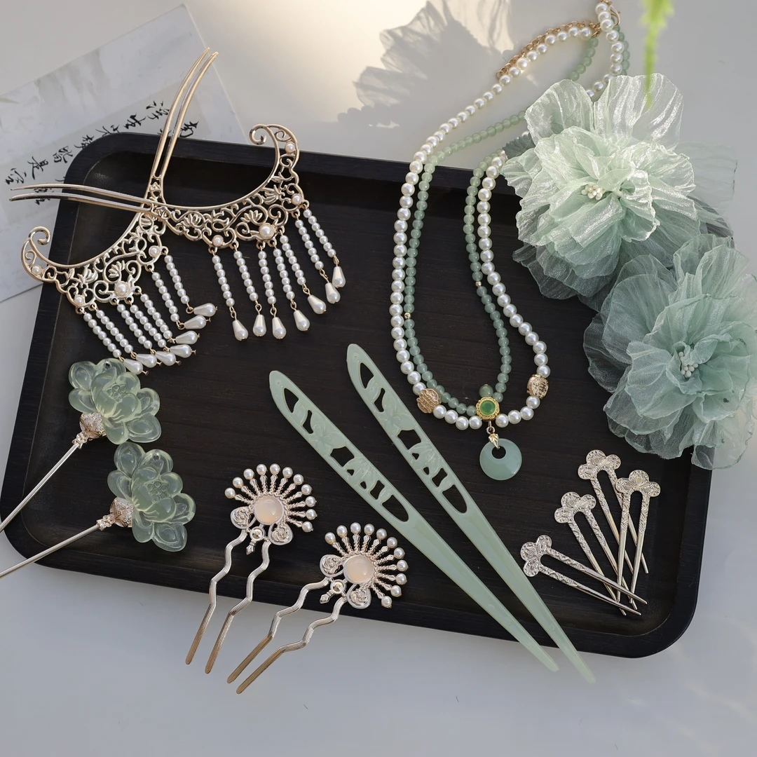 南枝夏套装全套原创璎珞发夹流苏发发簪发钗百搭明制宋制发饰