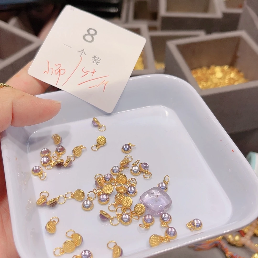 紫晶珠宝半成品银S925镀金镶嵌8
