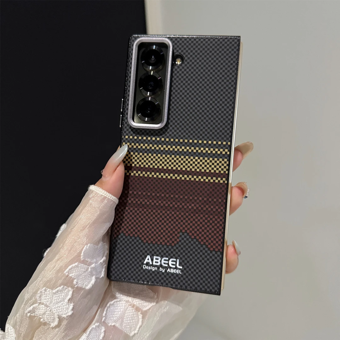 适用三星W25手机壳zfold7磁吸充电zfold6凯夫拉素皮碳纤维外壳