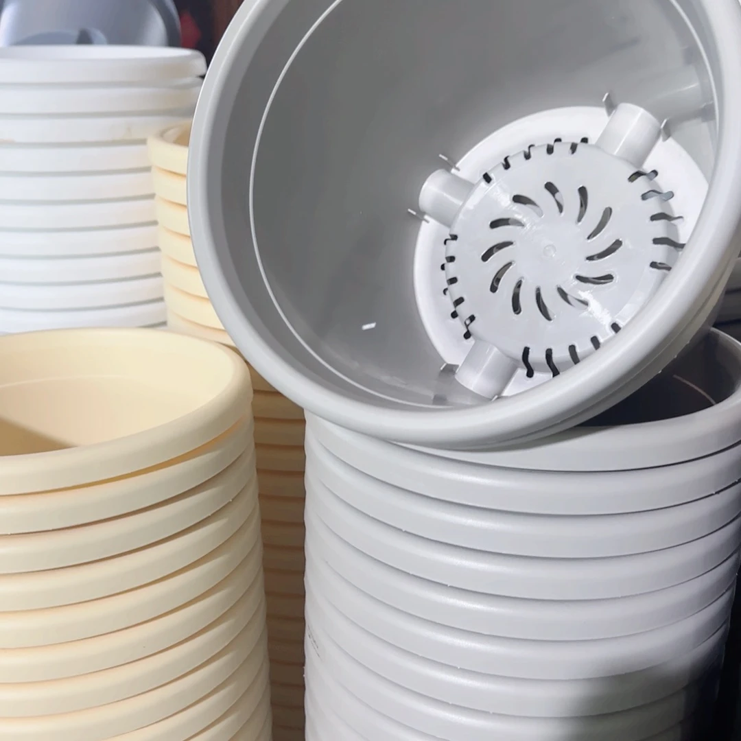 树脂四季盆4#无拖灰白微瑕8