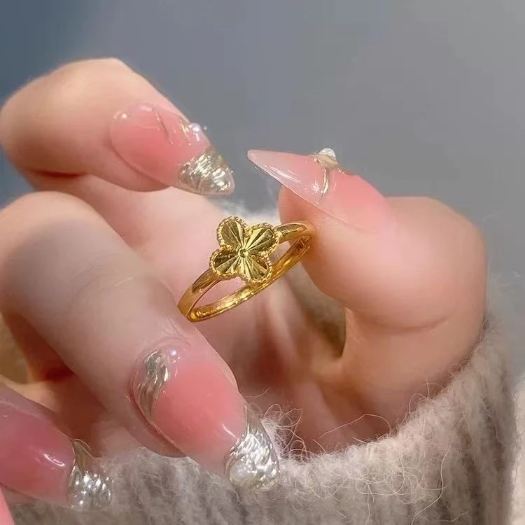 足银戒指 四叶草戒指