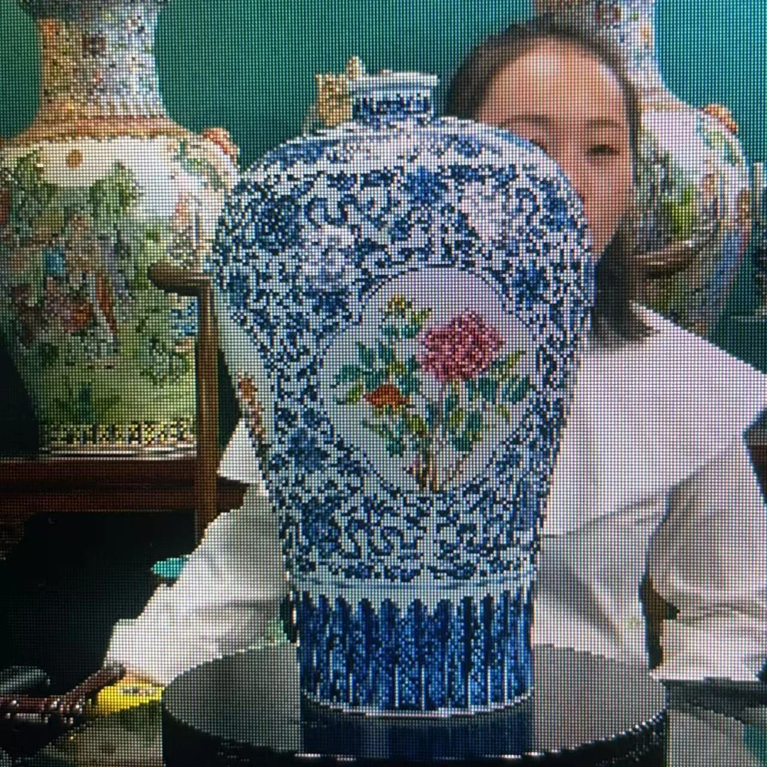 青花加彩八宝缠枝花卉纹梅瓶