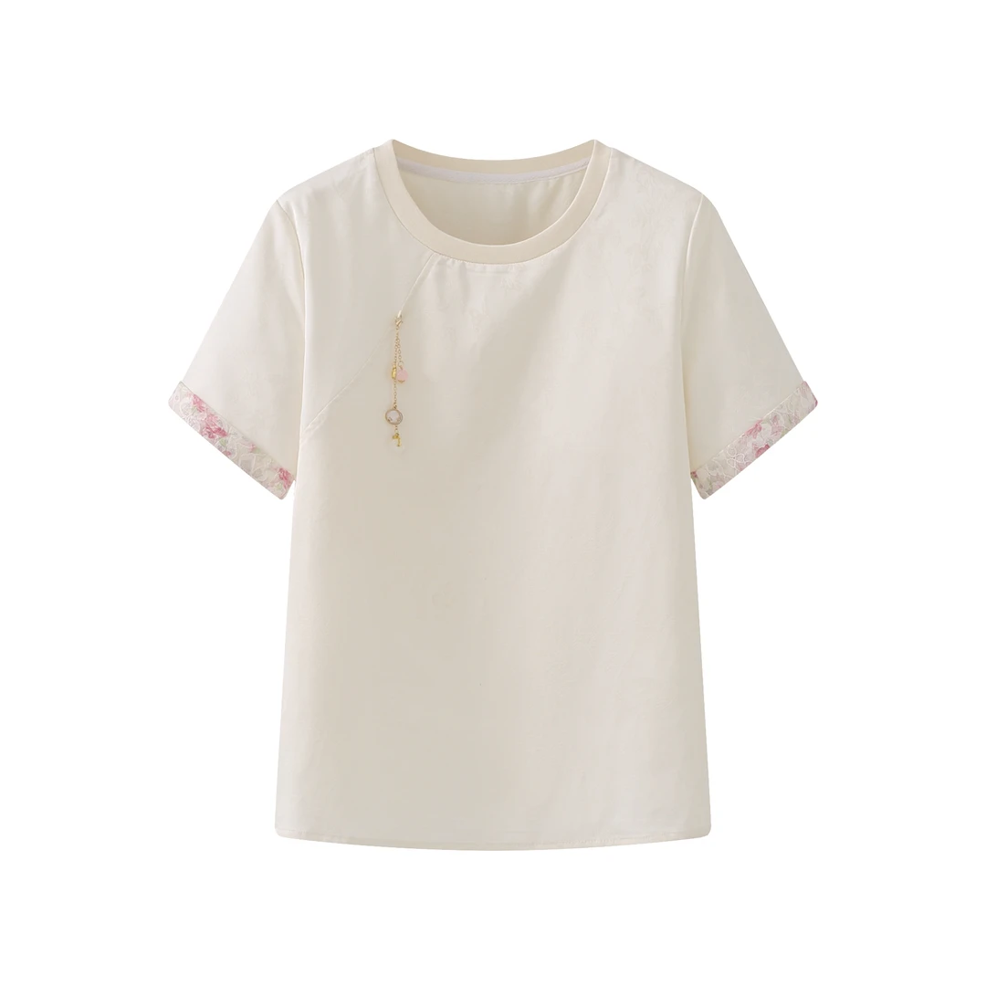 【月华】2025年新中式刺绣打底衫小吊坠装饰简约百搭打底衫
