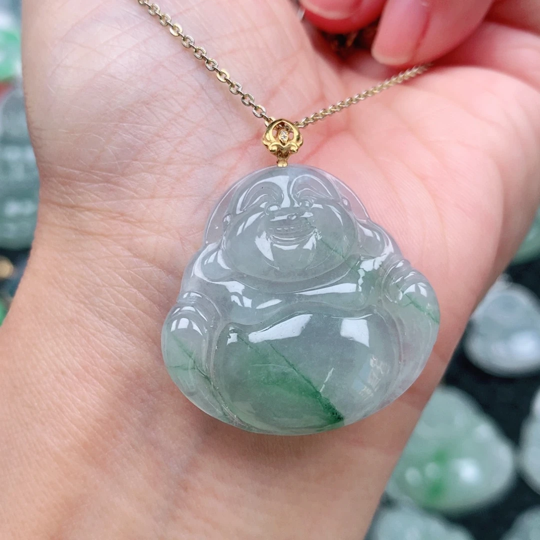 翡翠吊坠(不含链)18K金镶嵌