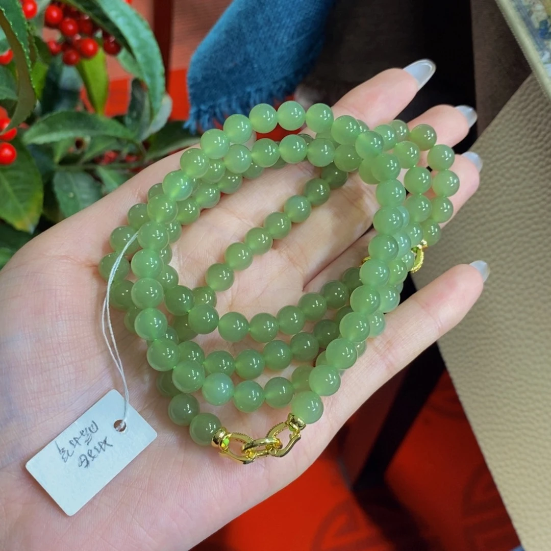 和田玉手镯未镶嵌高冰晴水猫眼手串➕项链卡8