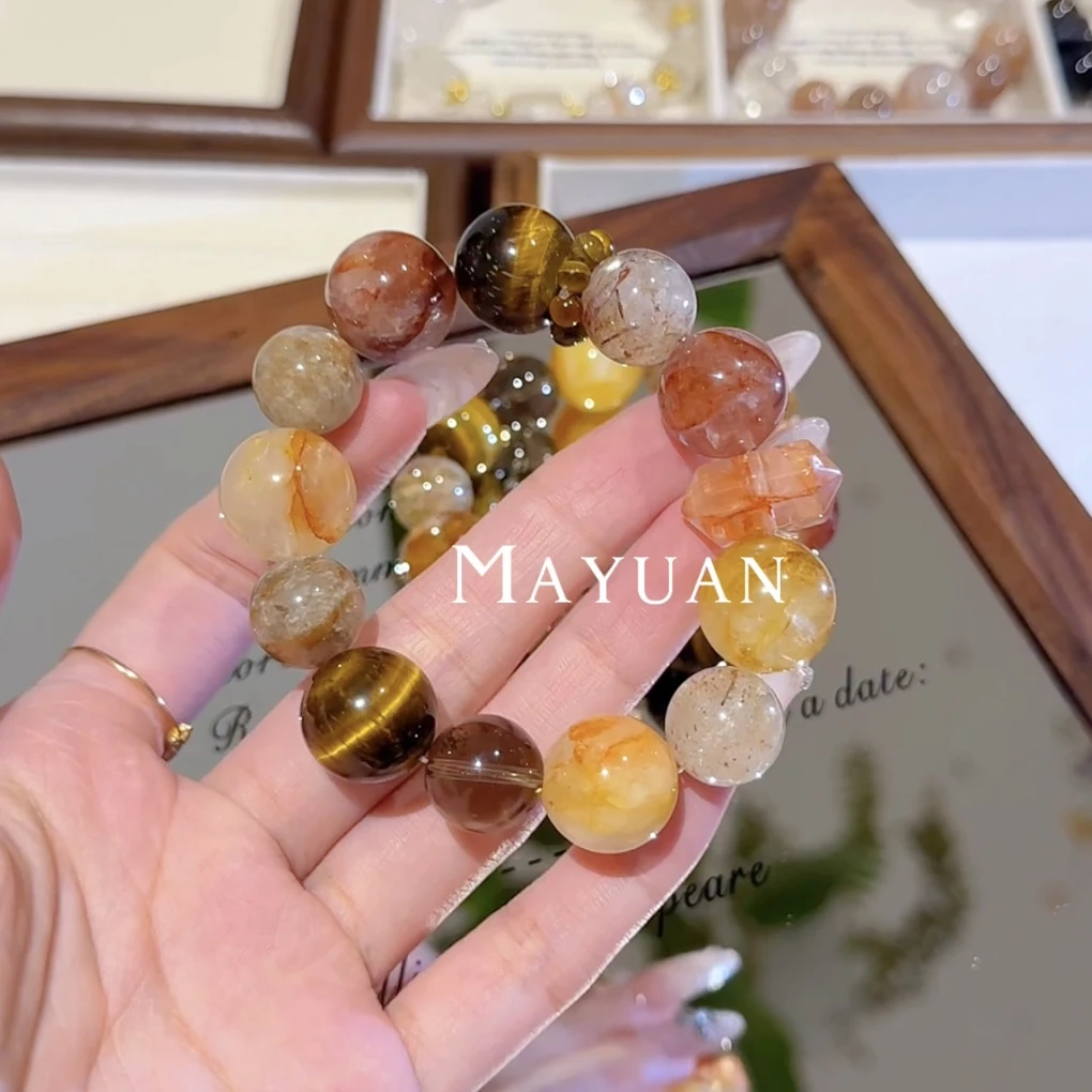 【落日余晖】MY071 黄胶花虎眼幽灵千层黑金超DIY设计手串多样性发