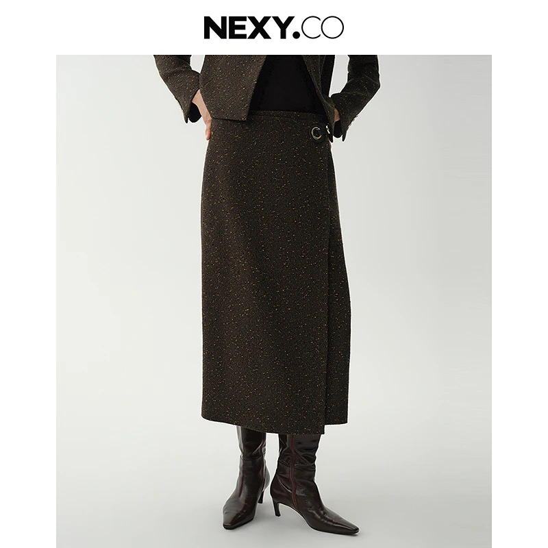 NEXY.CO/奈蔻高腰休闲中长款秋季半裙XW01732I4