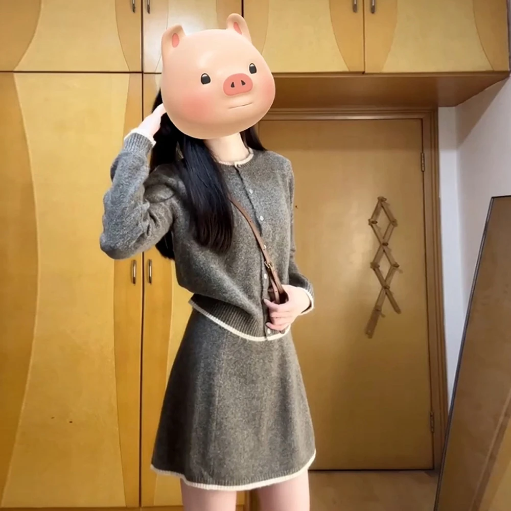 法式针织衫毛衣半身裙套装包臀裙子女春季新款穿搭一整套高级感