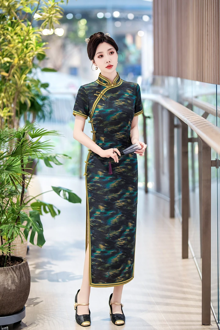 白幼秀复古气质中长款旗袍时尚日常国潮设计师夏季清凉年轻5571