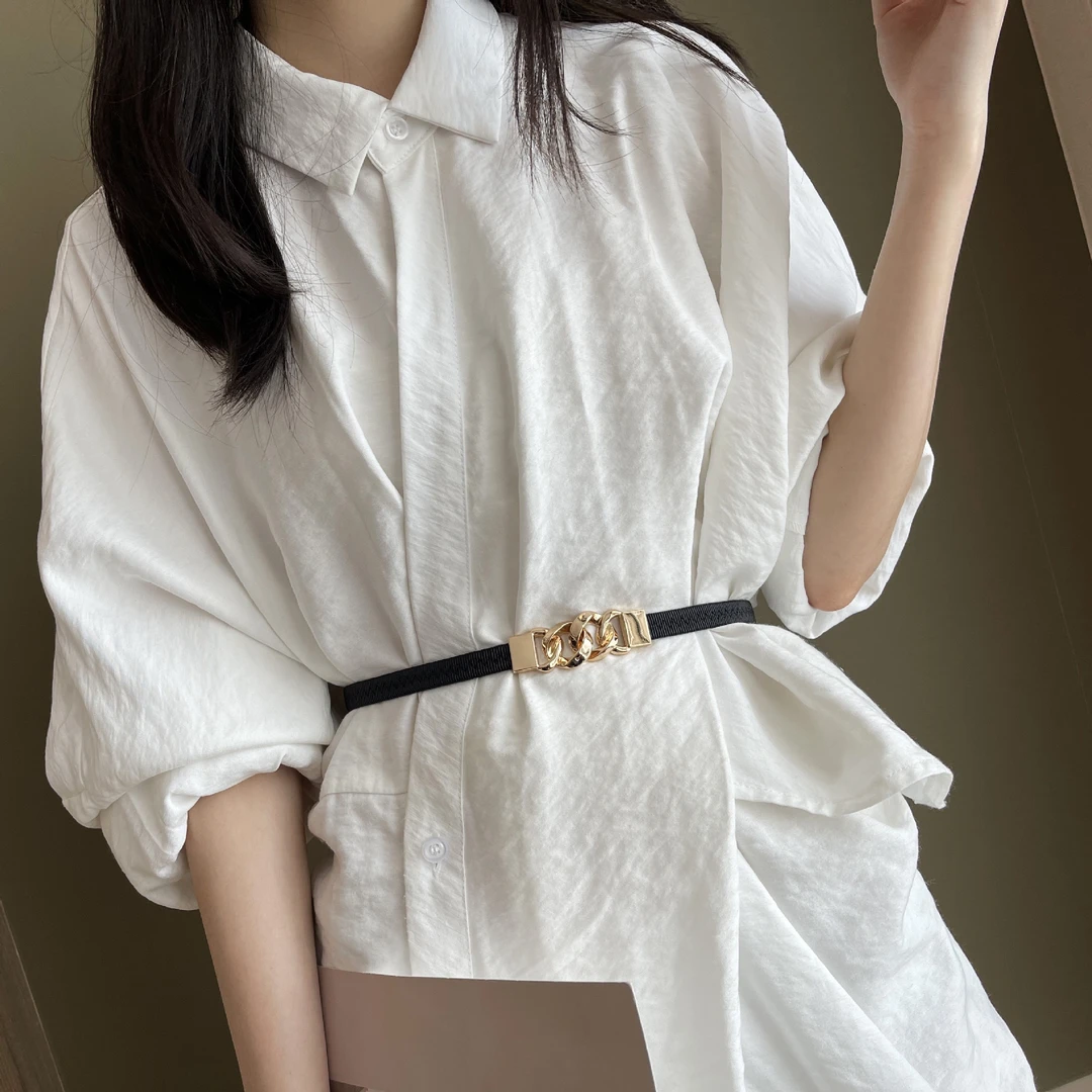 春夏女士细腰带松紧弹力懒人腰带连衣裙衬衫裙子收腰配饰