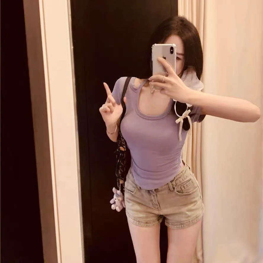 【意法-潮搭T•N】NN1037新款辣妹时尚显瘦T恤短款夏季