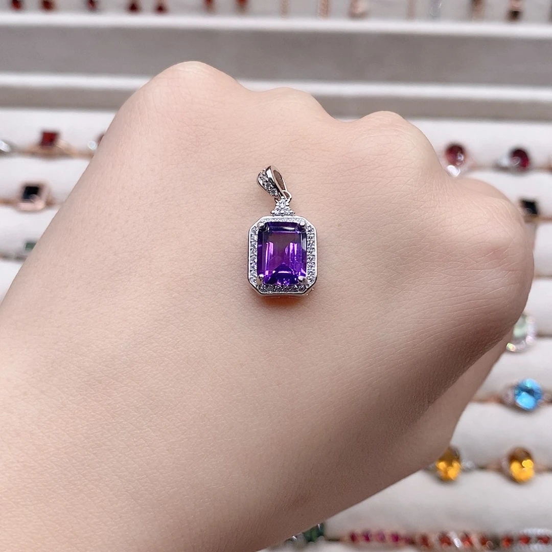 紫晶颈饰银S925镶嵌吊坠