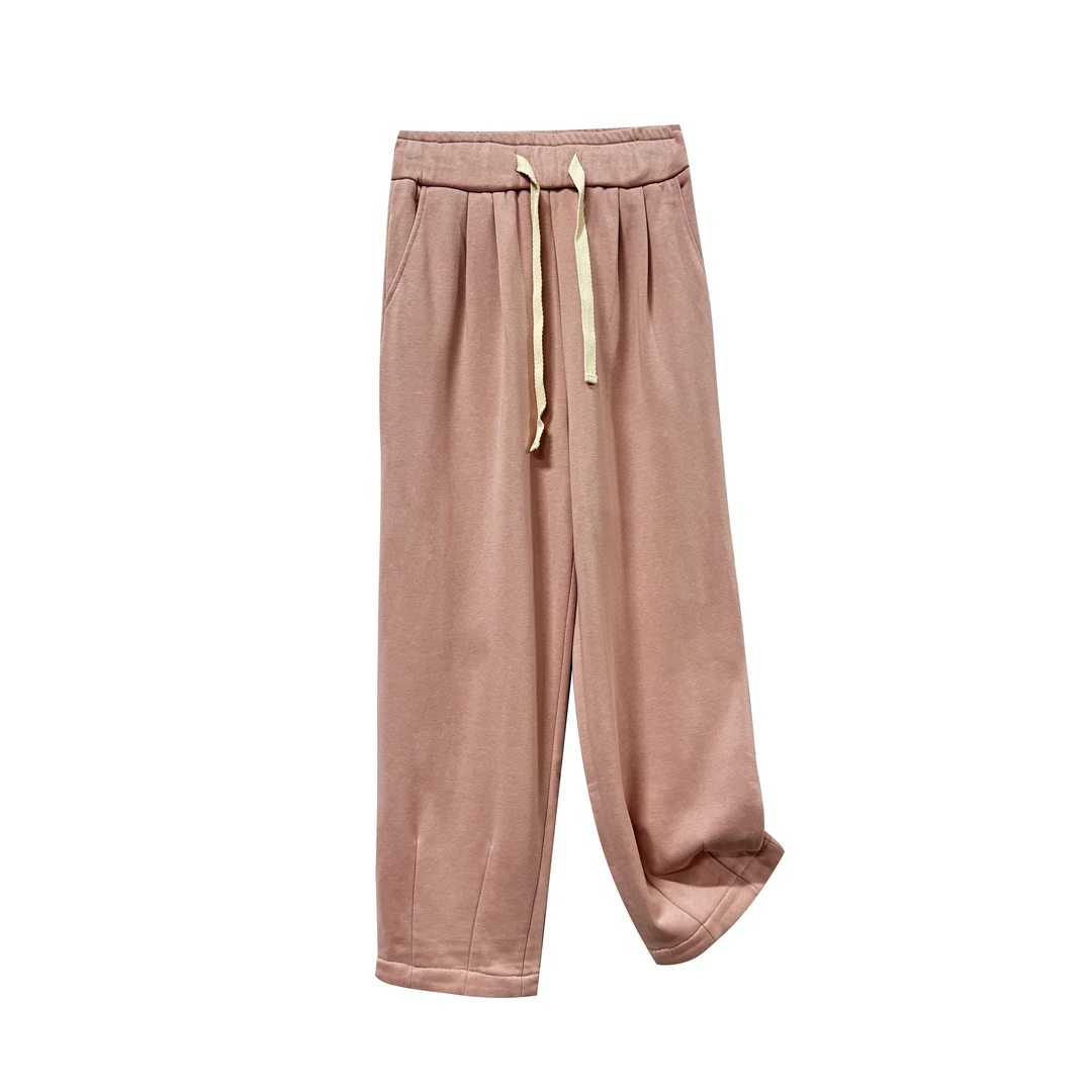 品质高货！纯棉松紧腰抽绳设计韩版百搭褶皱休闲裤ZJ283