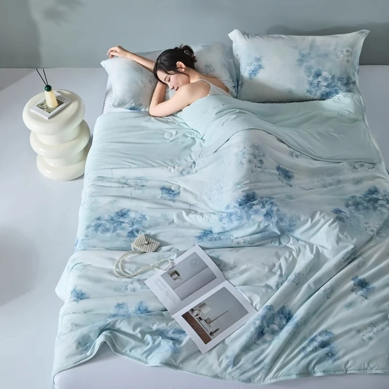 路约威格双面锦纶空调被夏季凉感夏凉被可机洗双人冰丝夏被丝滑夏