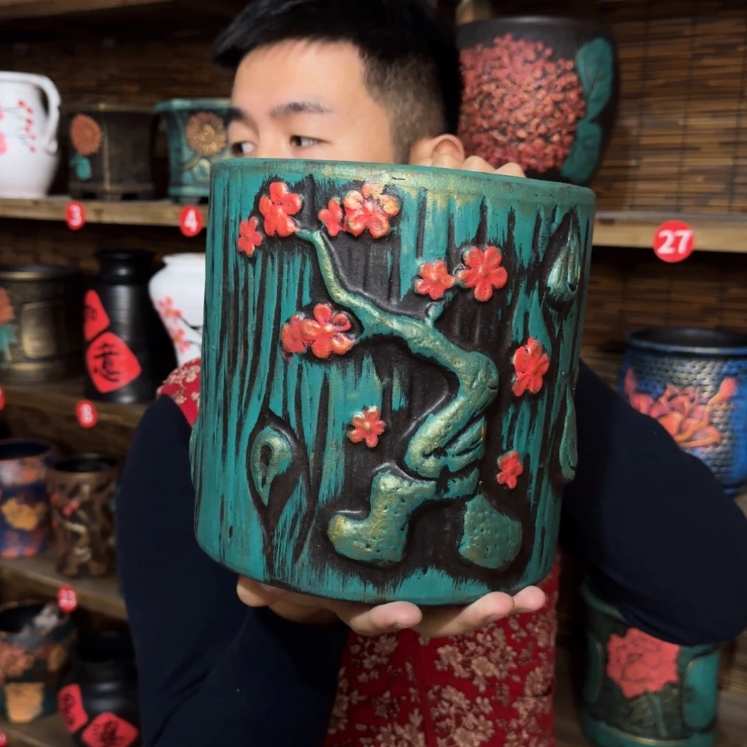 带孔高端浮雕花盆炸炸炸炸