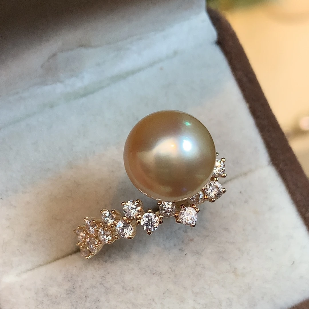 戒指银S925镶嵌海水珍珠