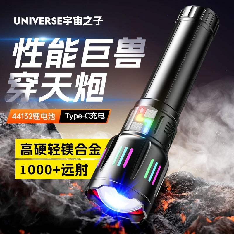 W534C强光手电变焦超亮户外徒步可充电远射便捷户外强光手电筒