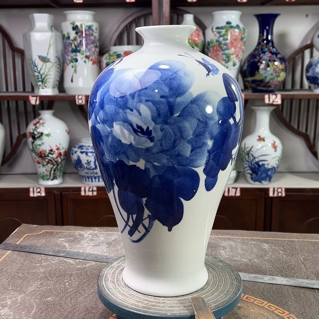 摆件陶景德镇陶瓷梅青牡