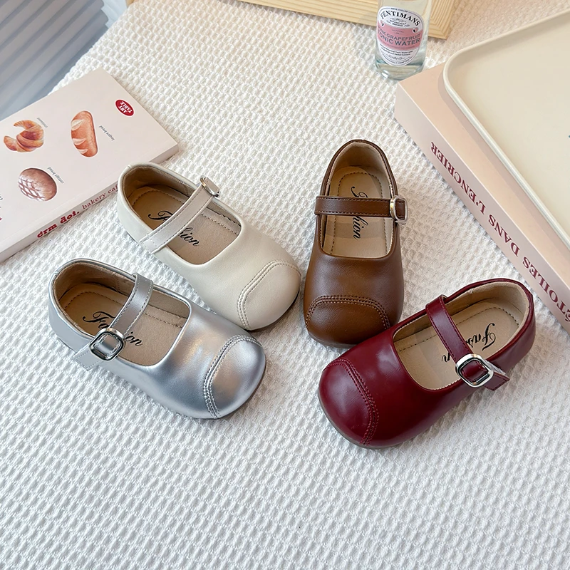 女童皮鞋2025春秋季浅口儿童单鞋宝宝豆豆鞋玛丽珍软底奶奶鞋