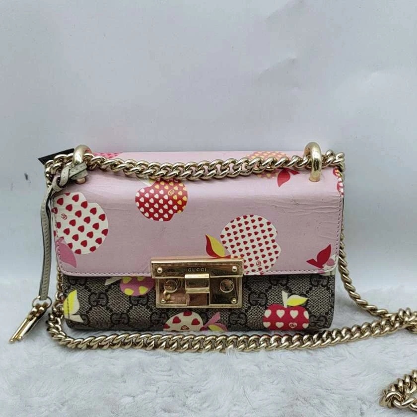 95新 GUCCI/古驰  草莓粉月光宝盒1326 3553