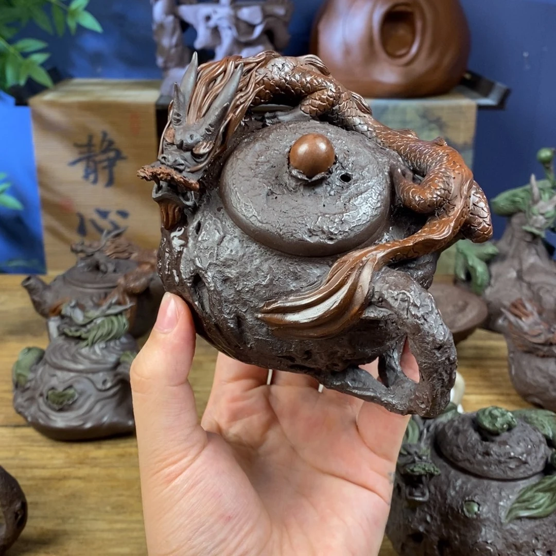 三***水紫砂茶壶紫砂 龙壶