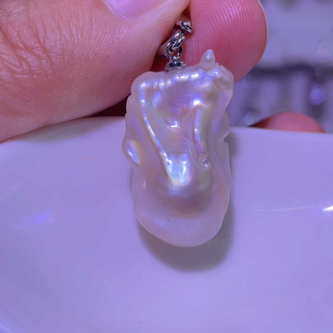 天然淡水珍珠吊坠银S925镶嵌淡水珍珠