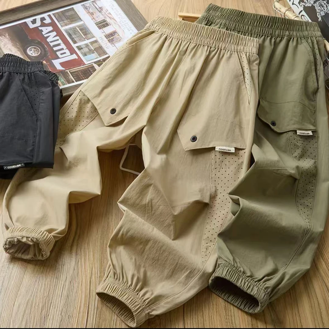 【夏季冰丝】2025新款中大童透气儿童装休闲冰丝速干长裤潮S9253