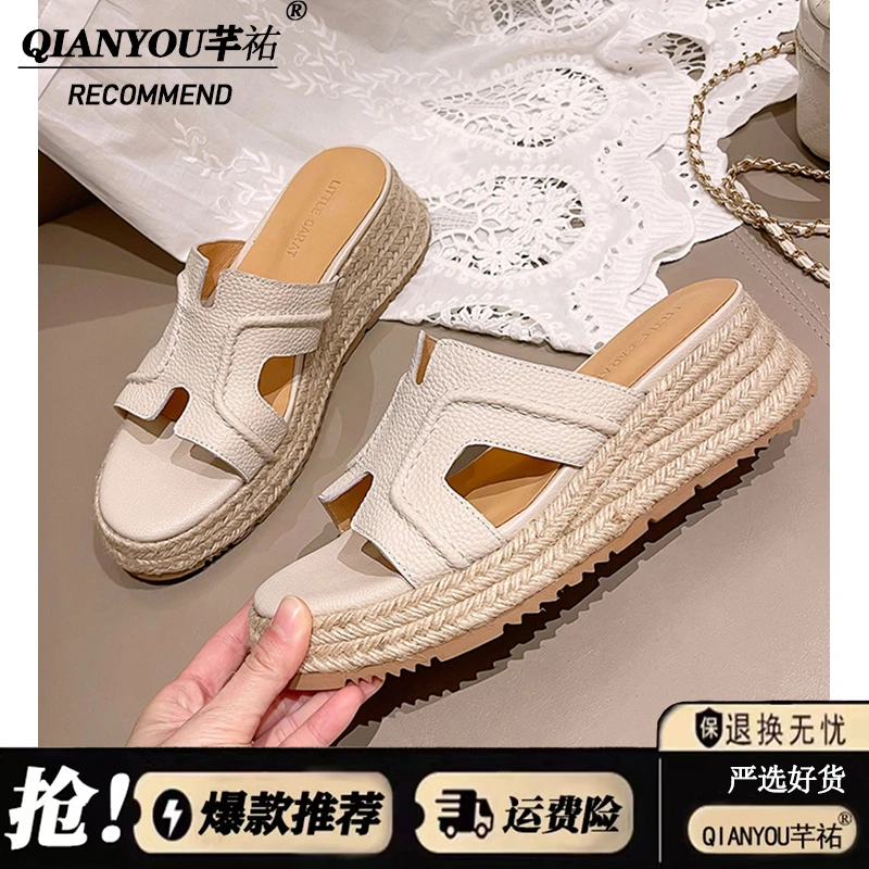 勃肯鞋海边拖鞋女夏外穿2025新款厚底包头法式一脚蹬休闲凉拖半拖