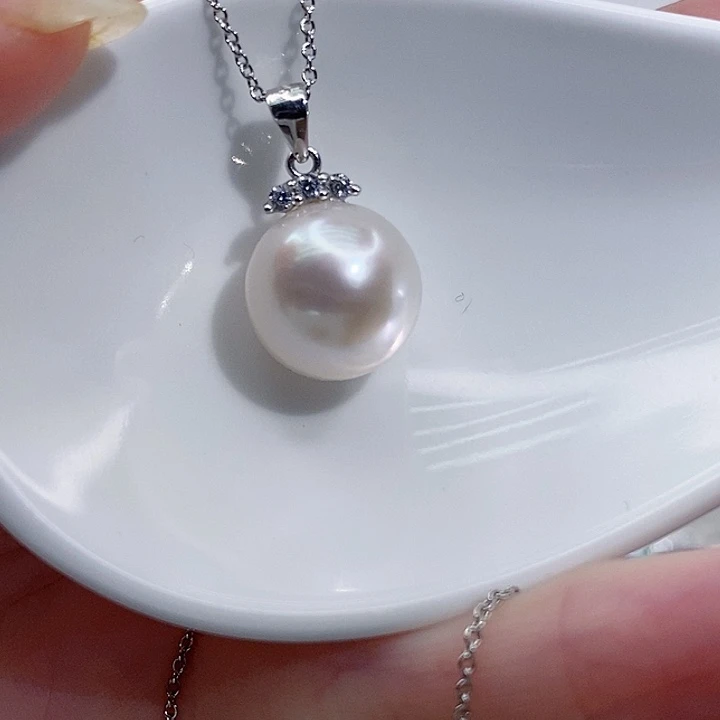 颈饰淡水珍珠银S925镶嵌12+A