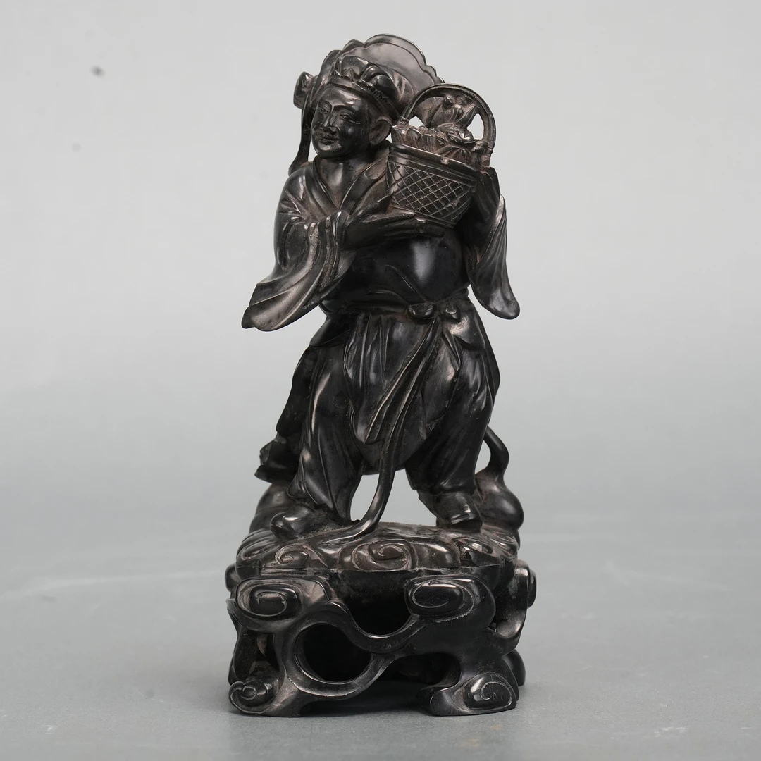 LOT 021401清晚期 黑石林友清款人物【古董拍卖】