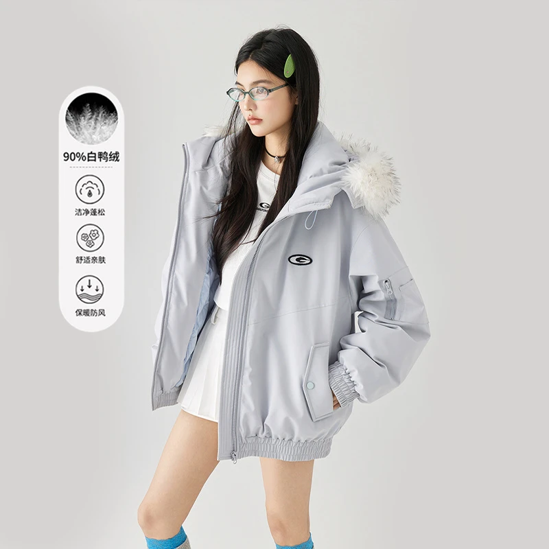 GOLFCROSS轻薄男女款冬季爆款2025新款毛领保暖面包羽绒服
