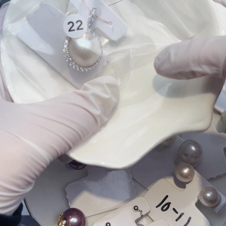 淡水珍珠耳饰银S925镶嵌