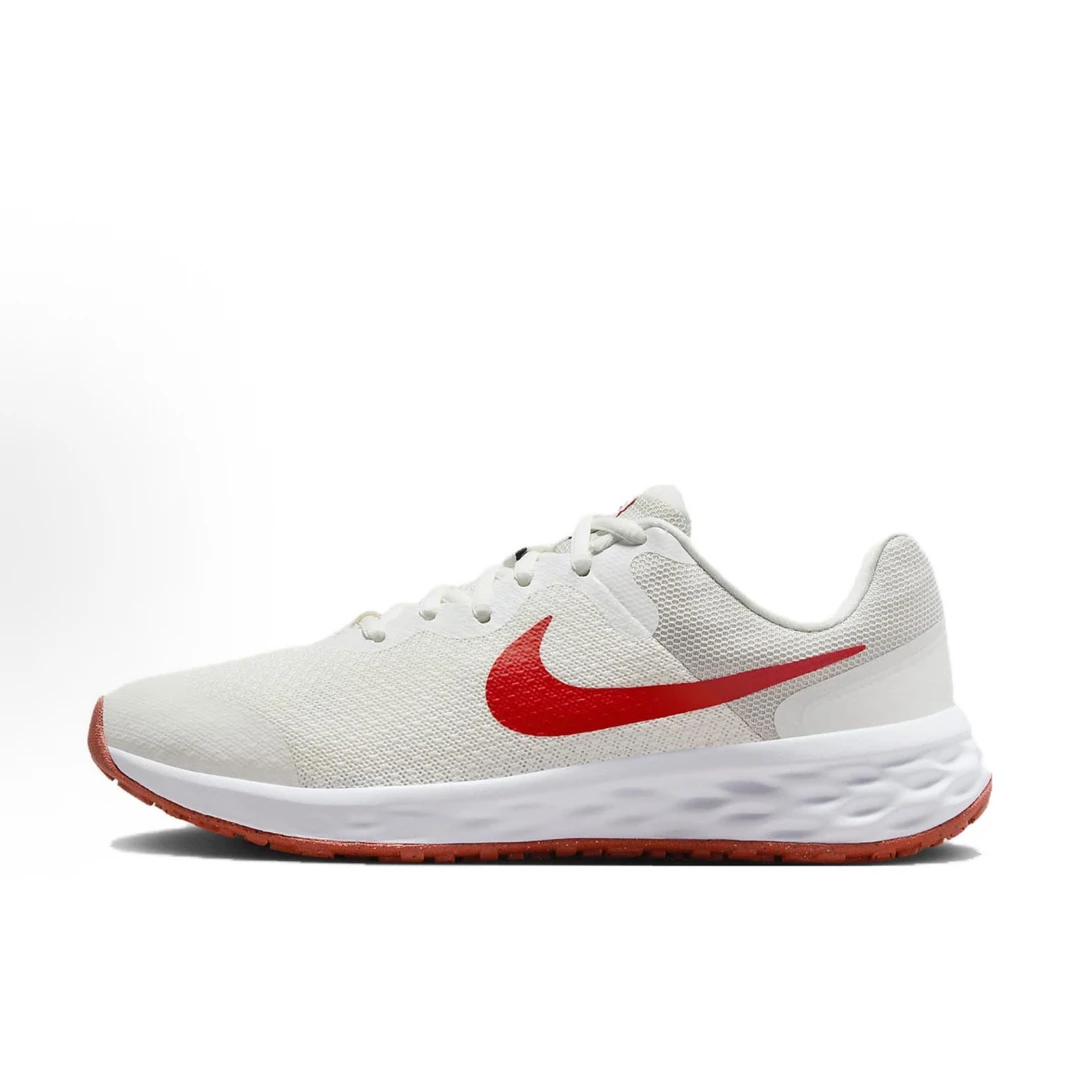 Nike REVOLUTION 6 舒适 减震透气 低帮 儿童跑步鞋 红白