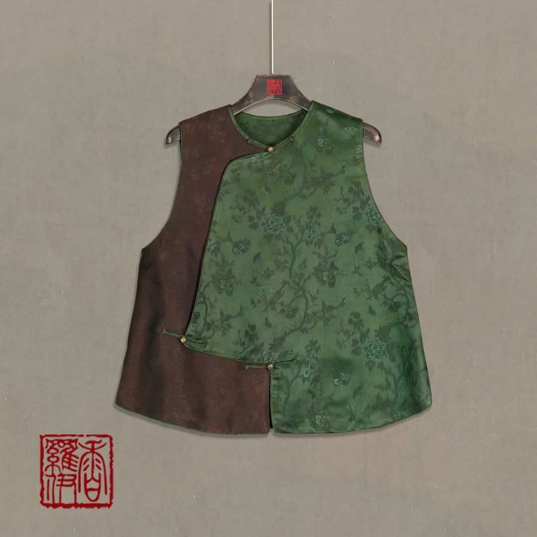 香罗伊【青荟】传统复古提花马夹