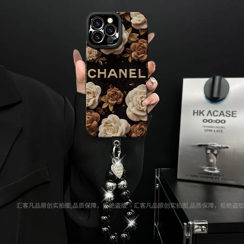 适用【苹果/oppo/华为/vivo/小米】ins毛绒白棕玫瑰网红防摔手机壳