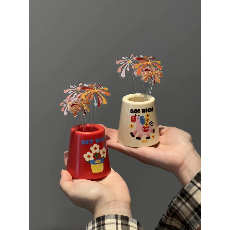 ONE 创意花朵造型饮品搅拌棒派对装饰网红杯子配件高颜值礼物NS