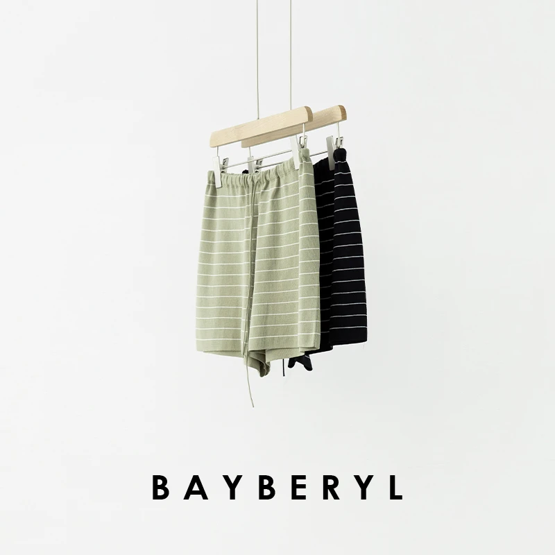 BAYBERYL老贝简化套*短裤条纹醋酸棉松紧秋针织裤9ZZS5G0422-7/6