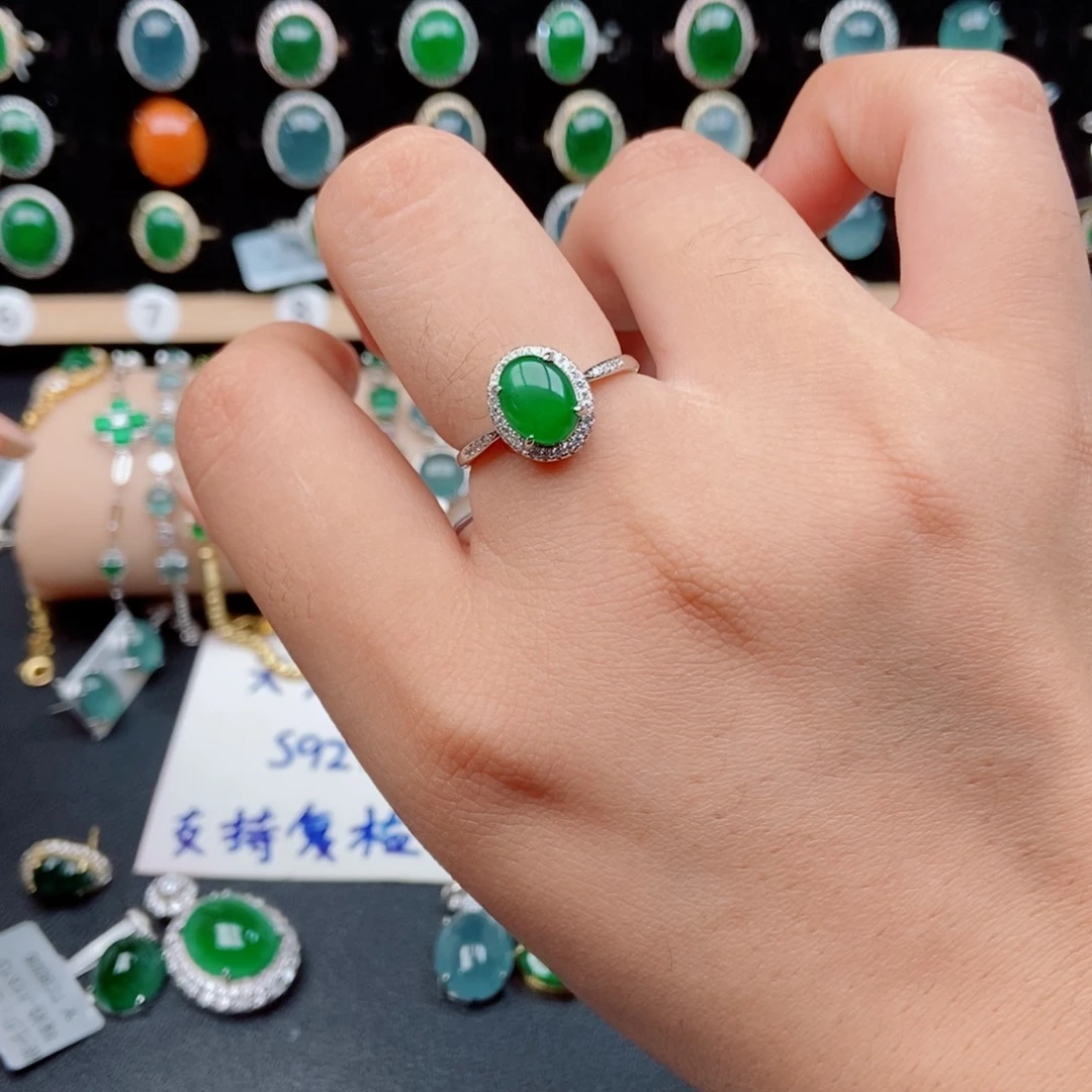 翡翠银S925镶嵌戒指