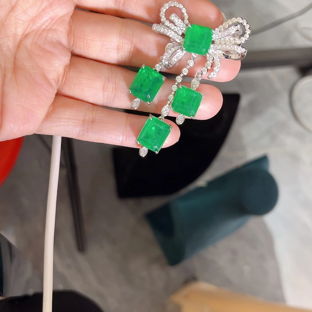 银S925镶嵌胸针祖母绿