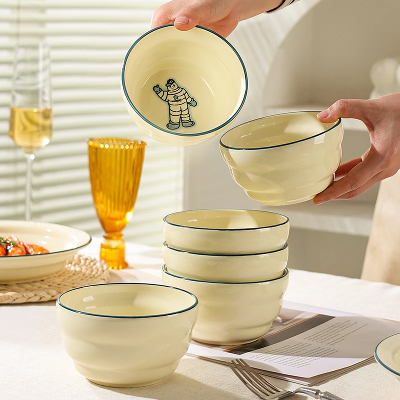 芬利兰【6个装】米其奇-4.7英寸米饭碗家用陶瓷餐具网红