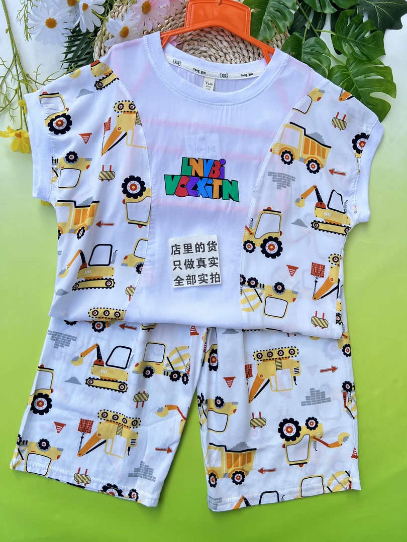 DA03山东人造棉儿童套装外穿裙子裤子上衣断码清仓夏棉绸洋气时尚