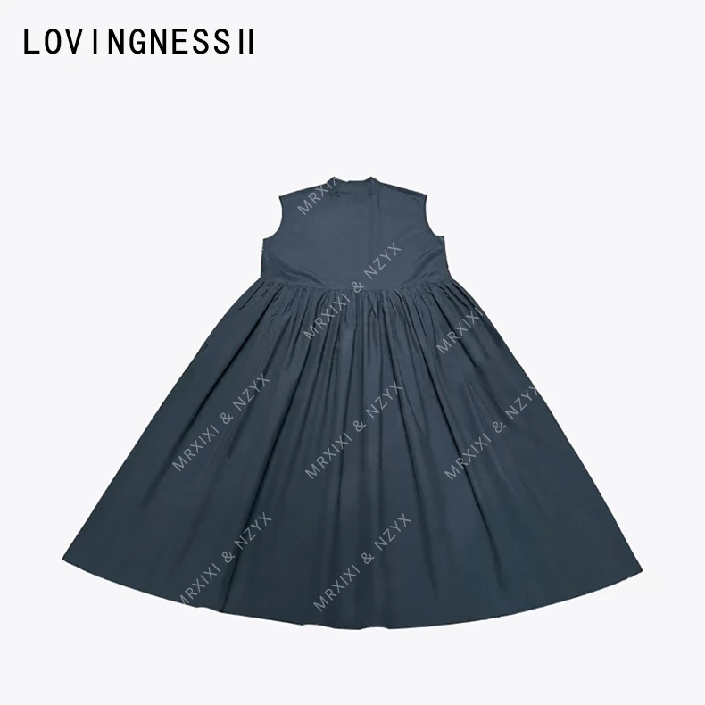 2025春夏新款小众设计极简休闲纯棉A字小盖袖显瘦背心连衣裙女