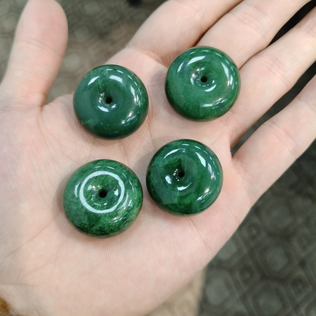 【矿姐珠宝】KJ8D和田玉碧玉平安扣时尚绿色满绿 多样性发一