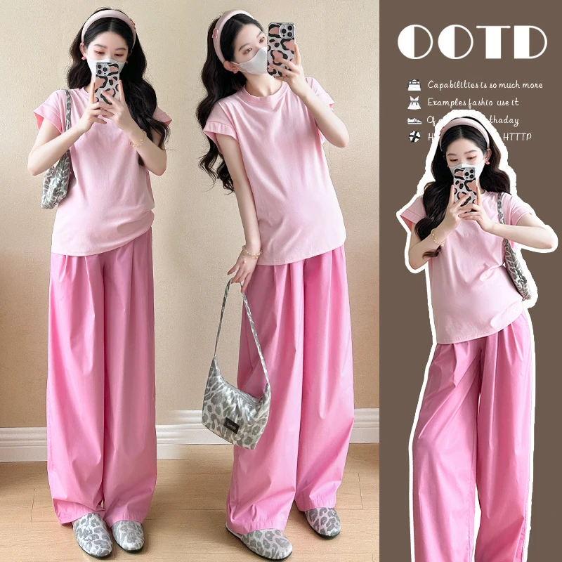 孕妇装2025夏款时尚休闲洋气舒适外穿百搭气质宽松显瘦阔腿裤套装